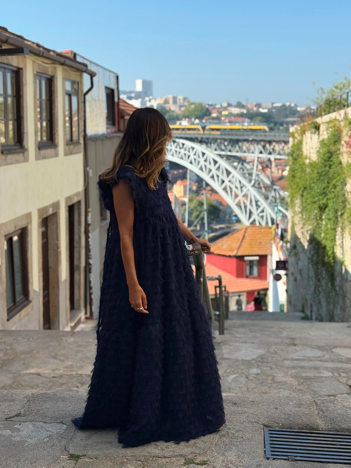 Edição limitada! Vestido comprido de cerimónia azul marinho