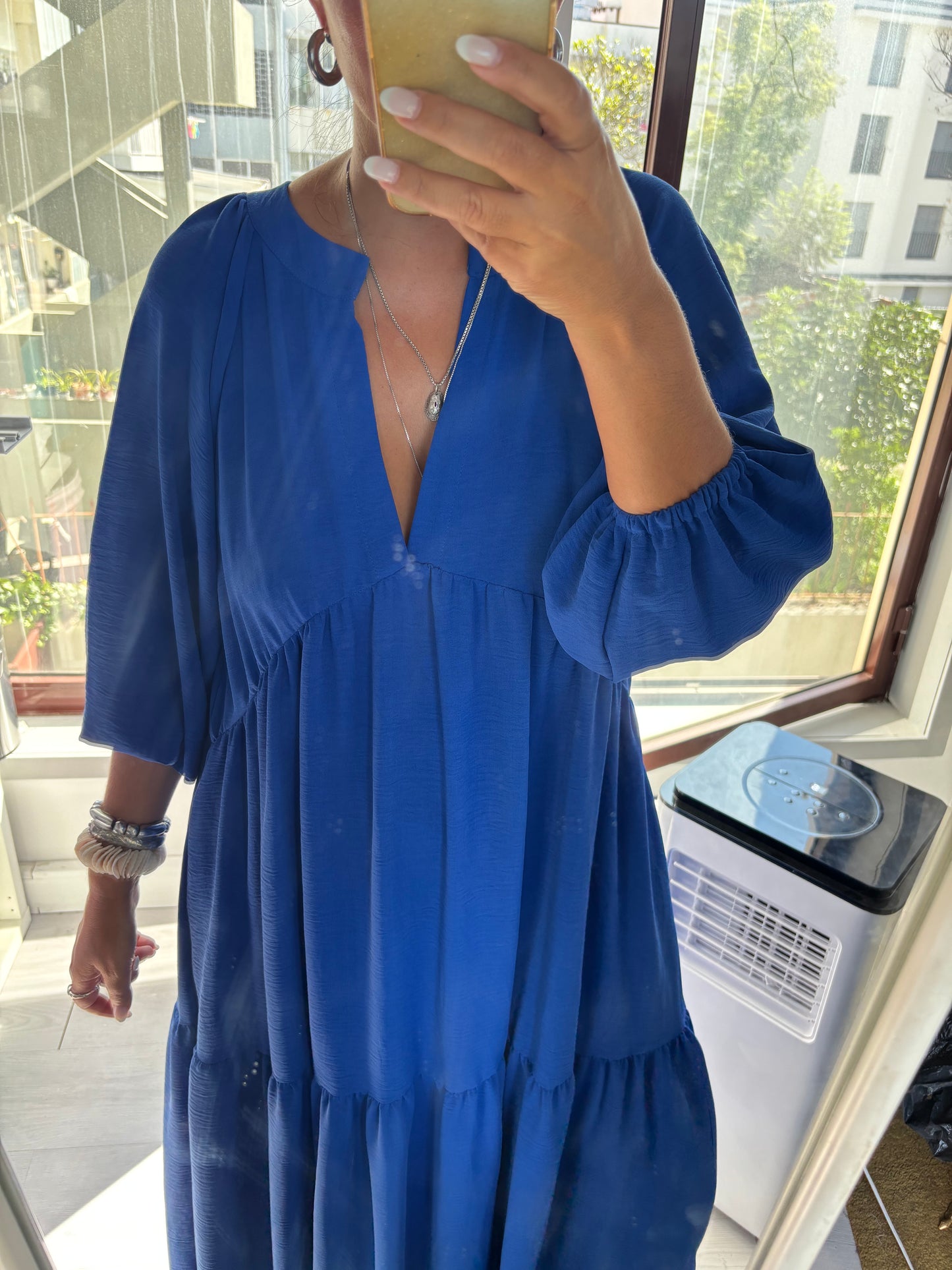 Vestido comprido azul