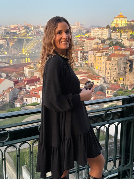 Vestido corto punto brillos