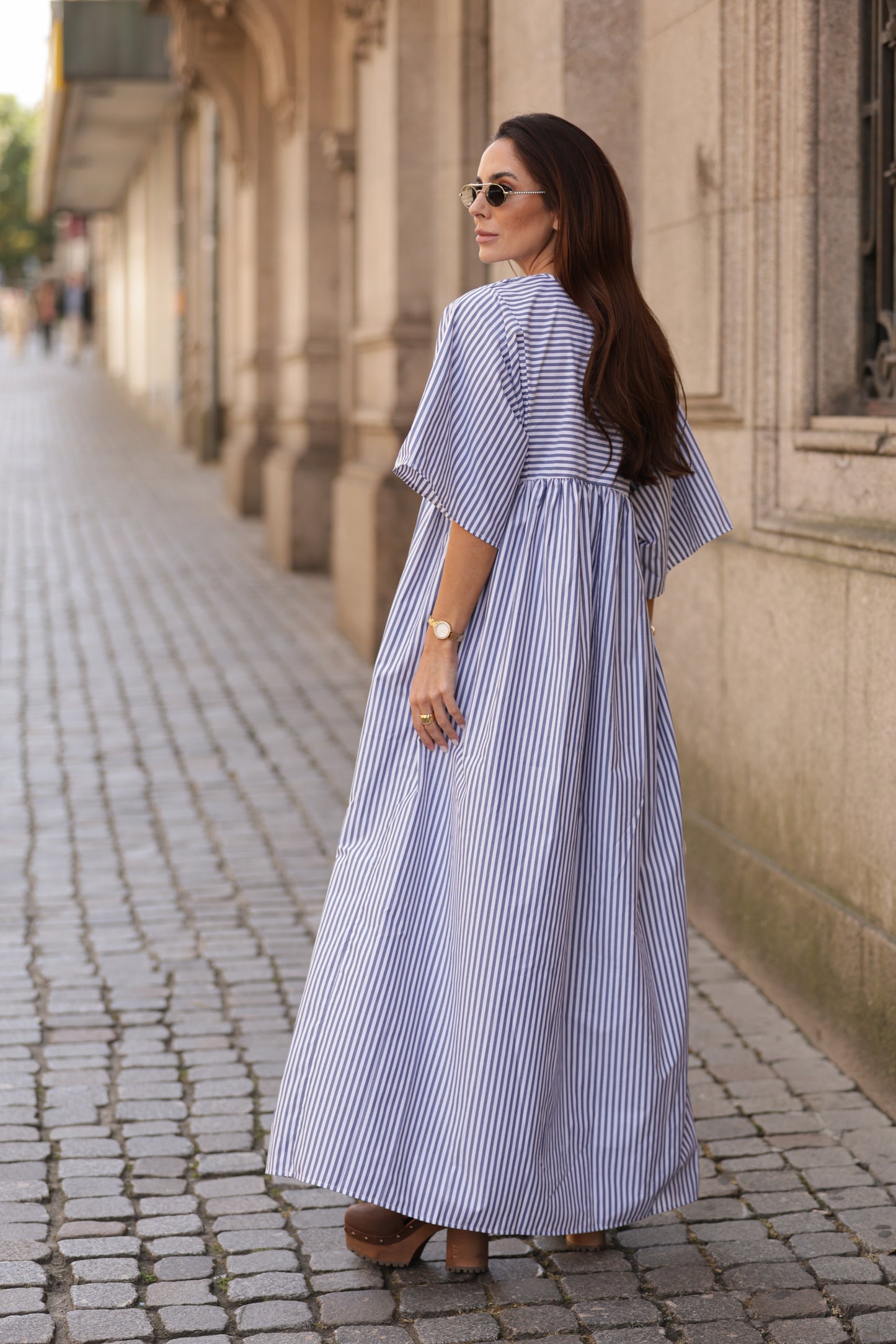 Vestido largo de rayas