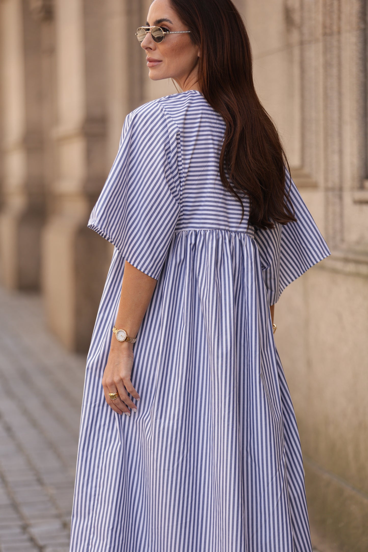 Vestido largo de rayas