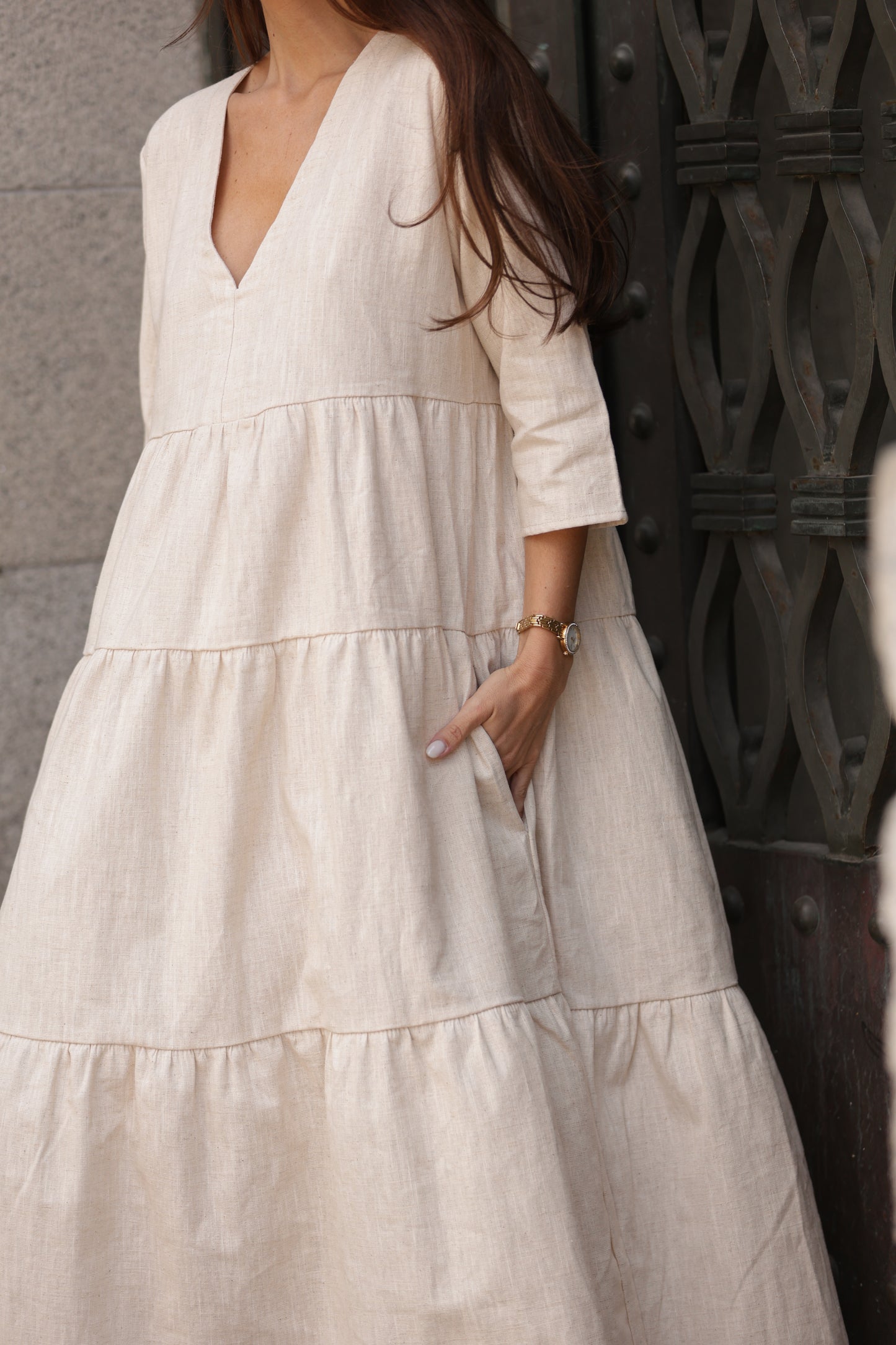 Vestido largo de lino
