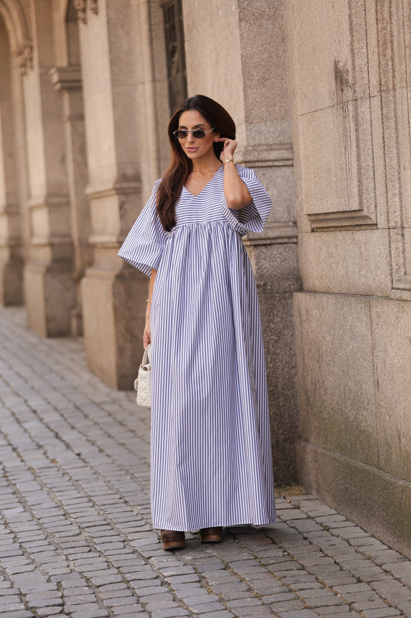 Vestido largo de rayas