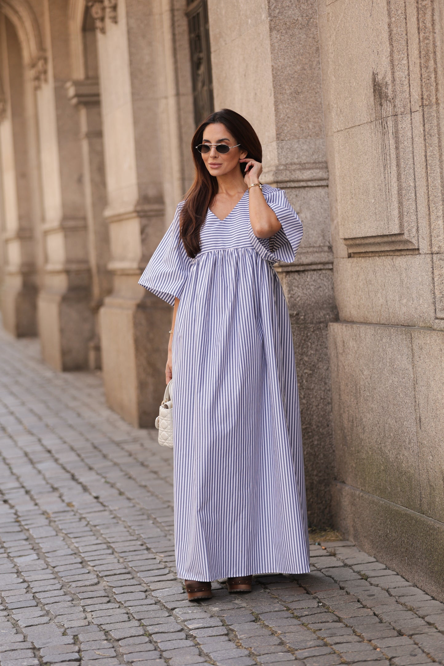 Vestido largo de rayas