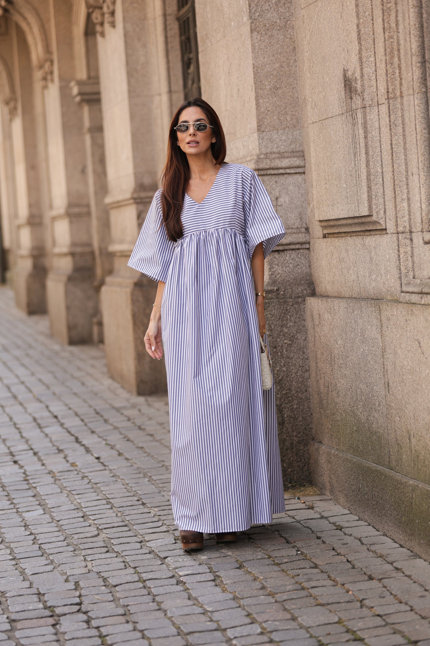 Vestido largo de rayas