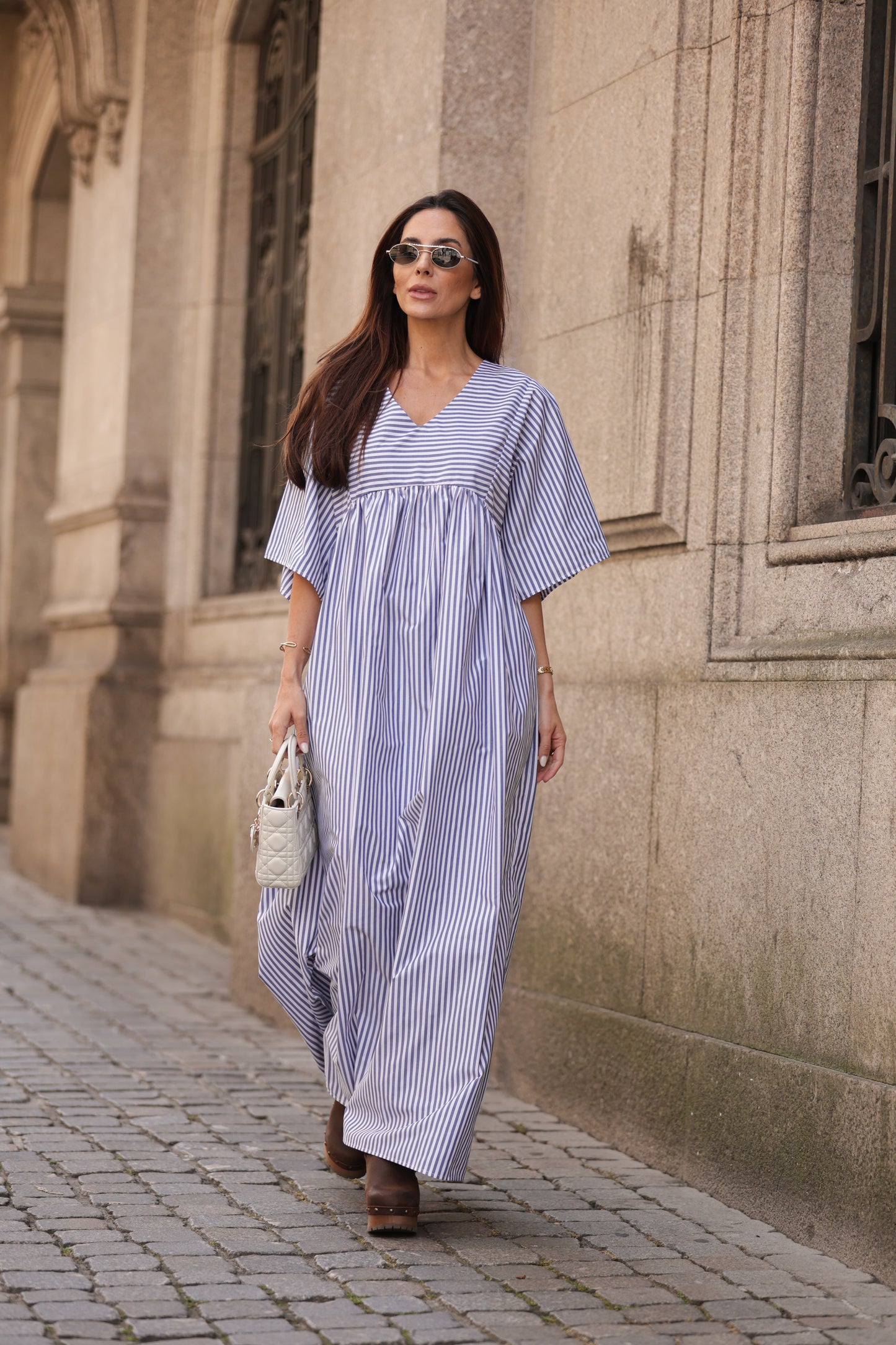 Vestido largo de rayas