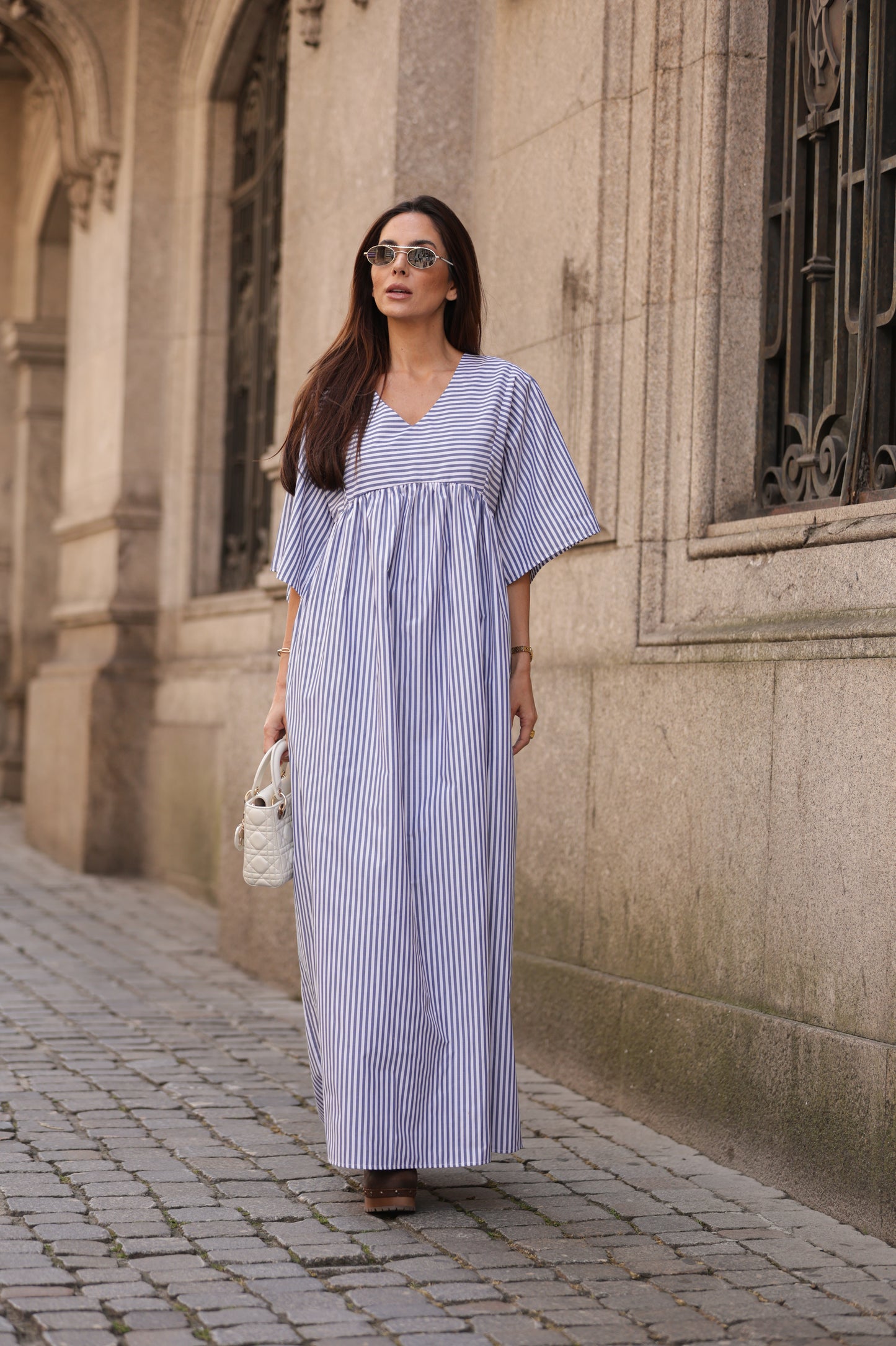 Vestido largo de rayas
