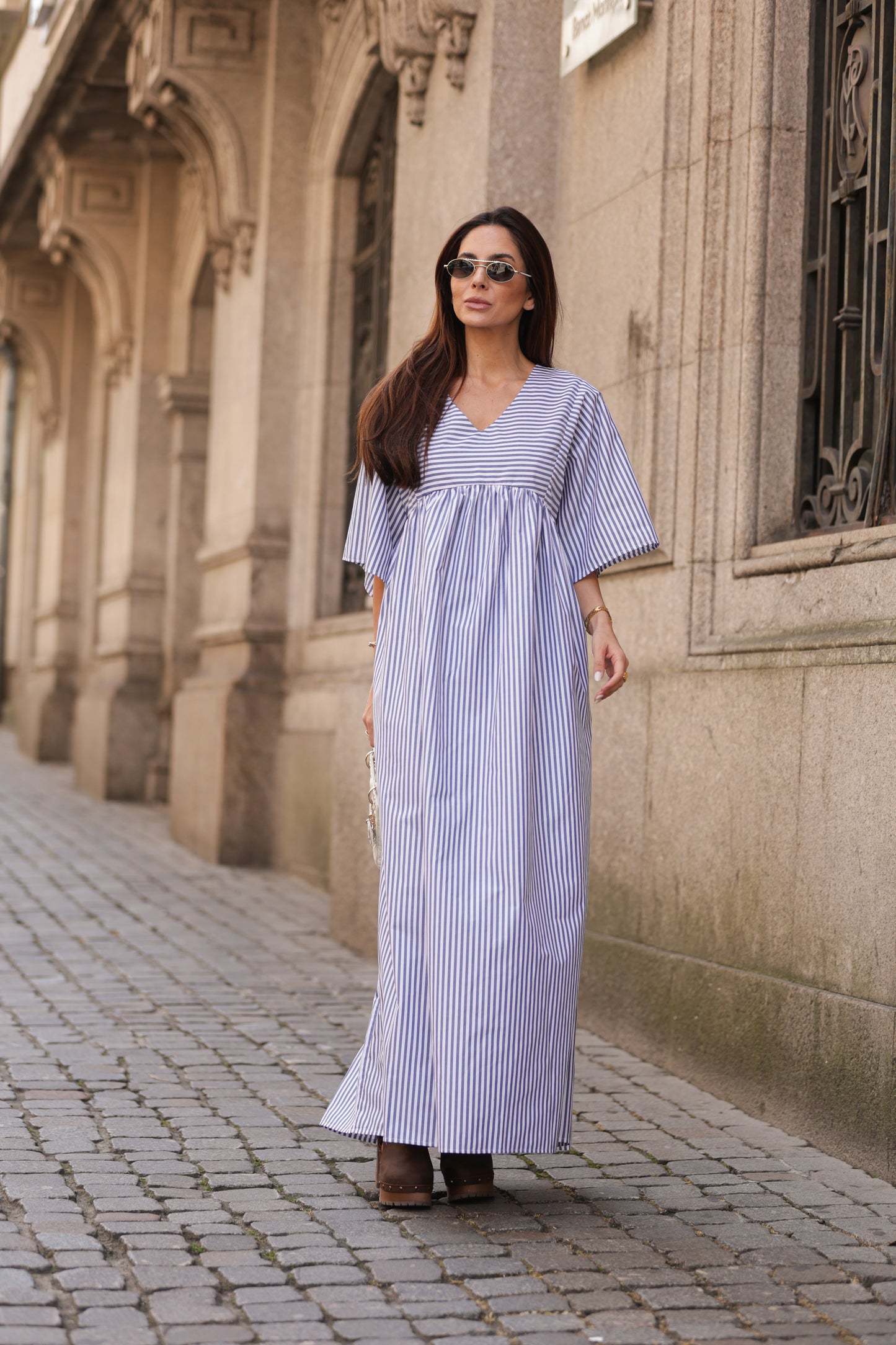 Vestido largo de rayas