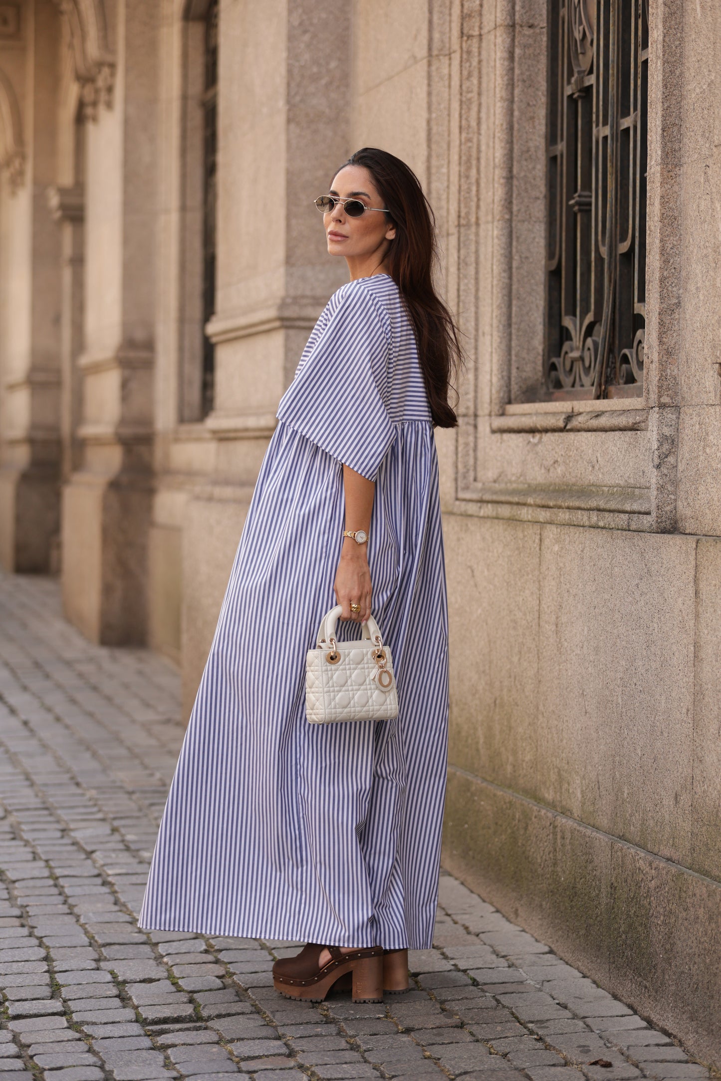 Vestido largo de rayas