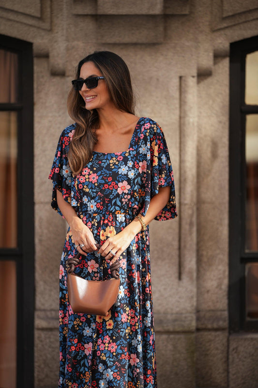 vestido largo estampado