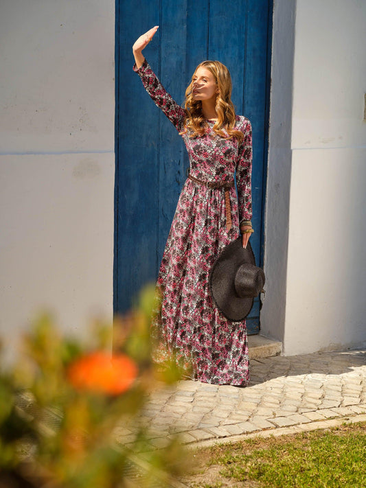 vestido largo estampado