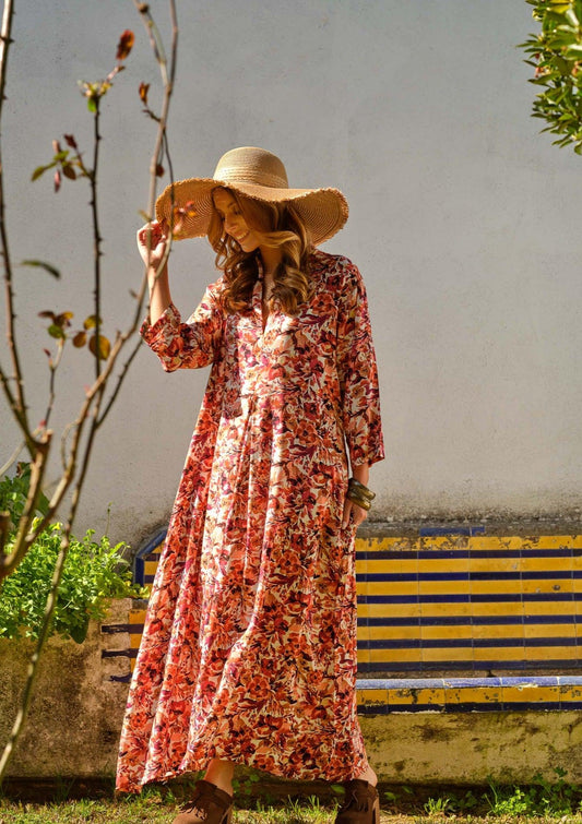 vestido largo estampado