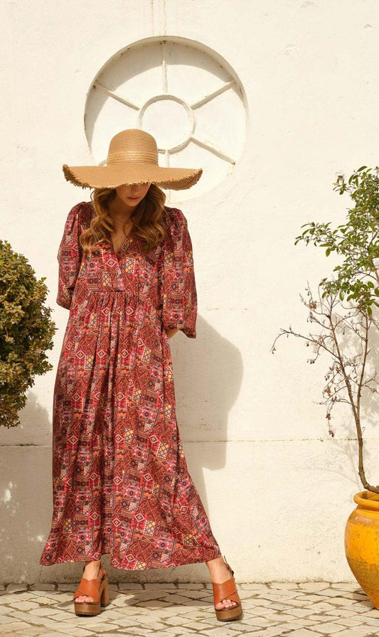 vestido largo estampado