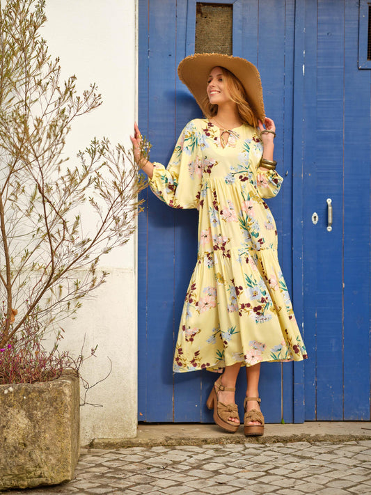 Vestido largo con estampado floral