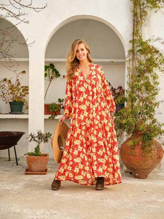 vestido largo estampado