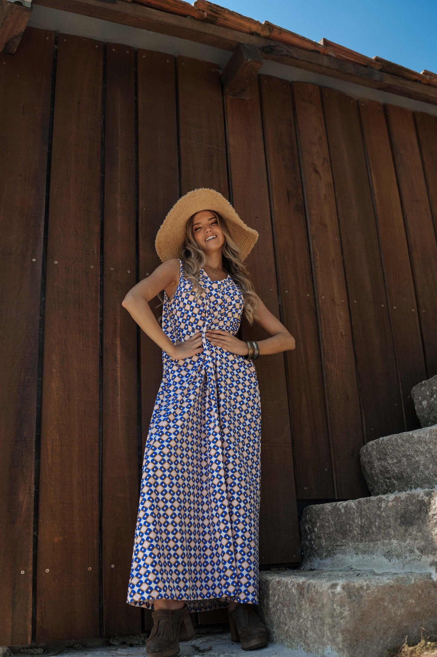 vestido largo estampado