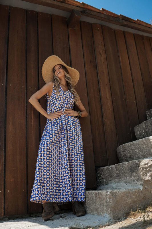 vestido largo estampado