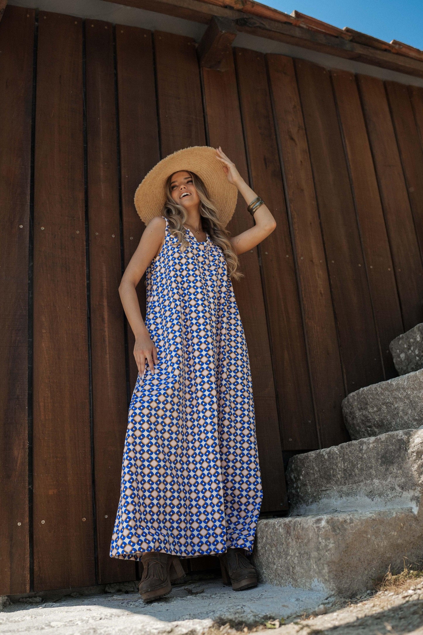 vestido largo estampado