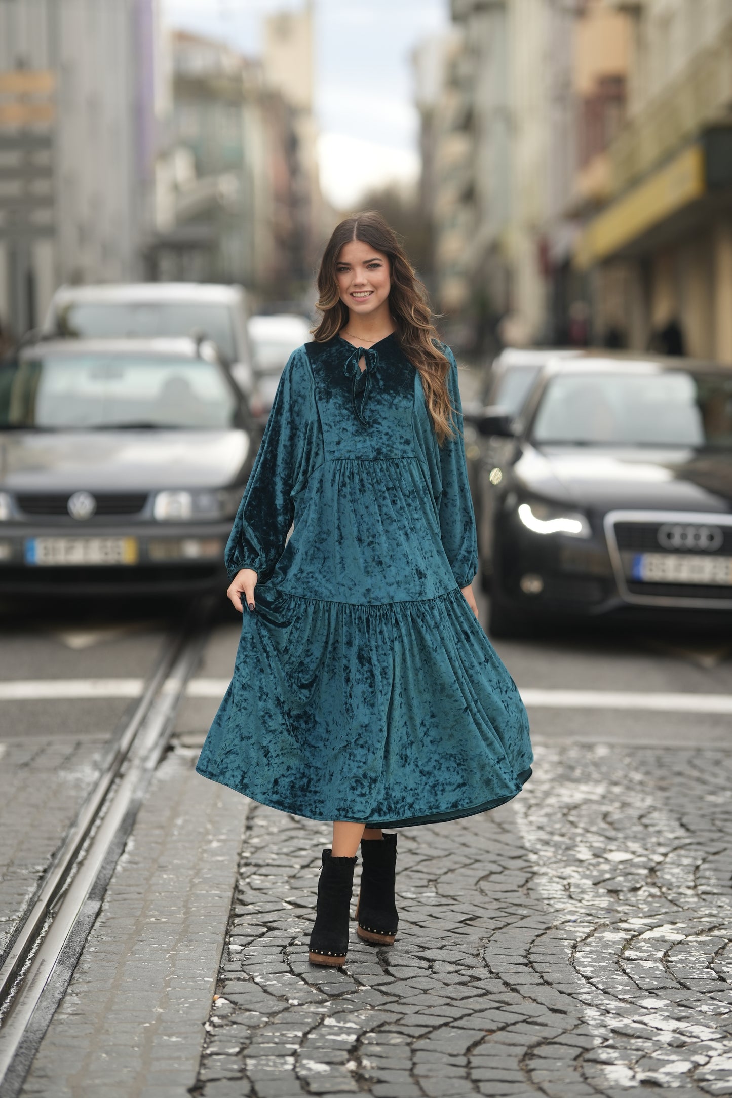 Vestido largo de terciopelo