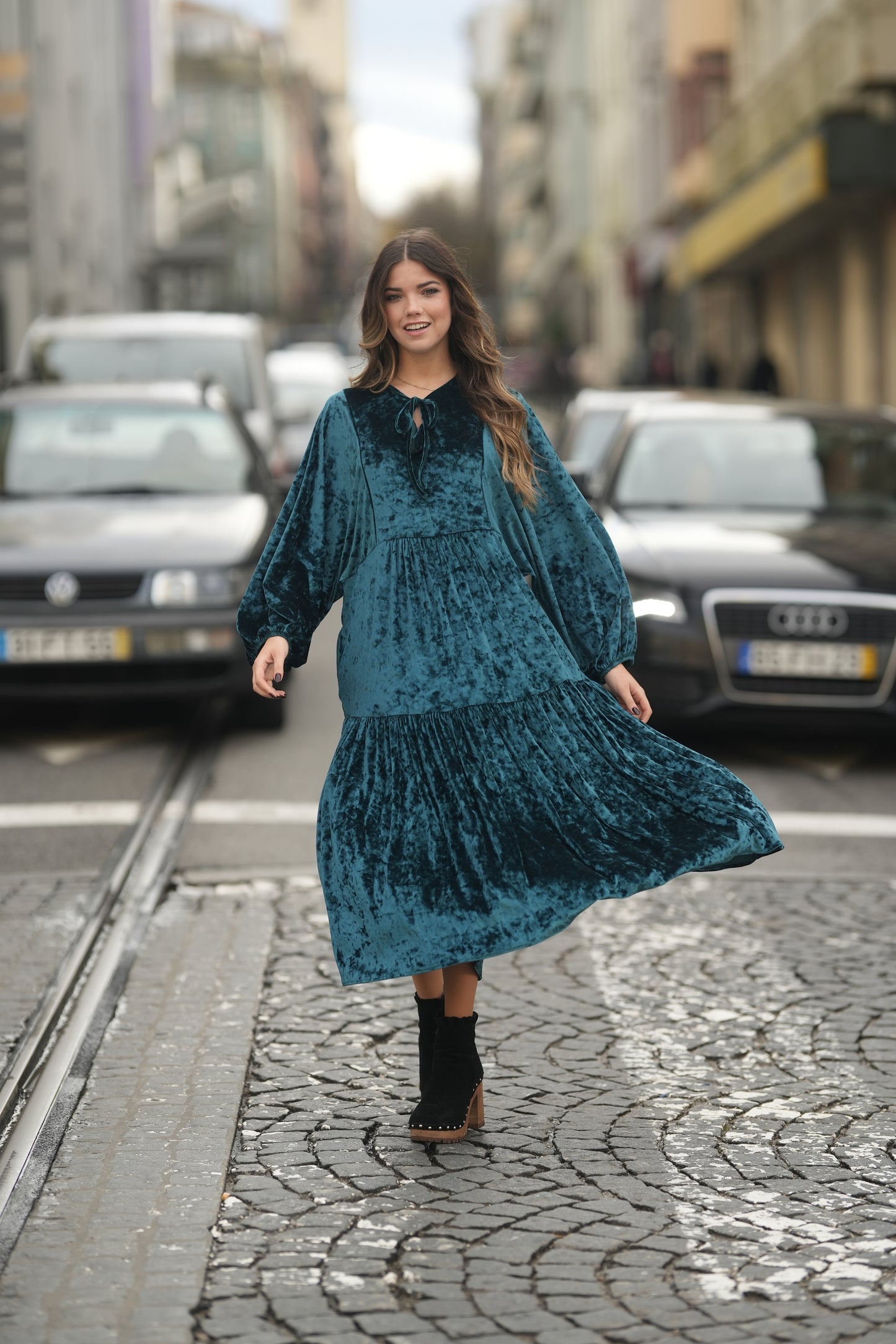 Vestido largo de terciopelo