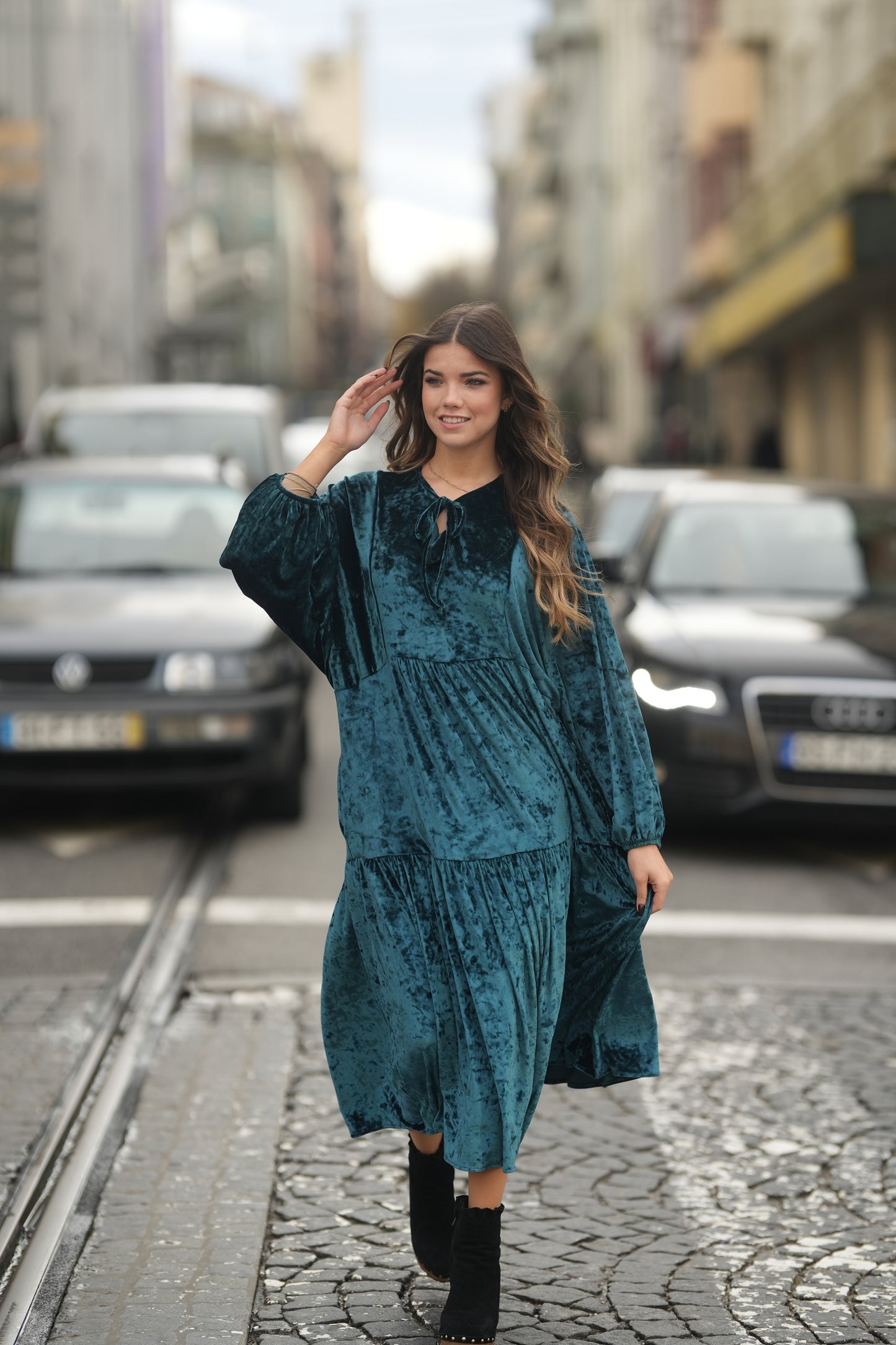 Vestido largo de terciopelo