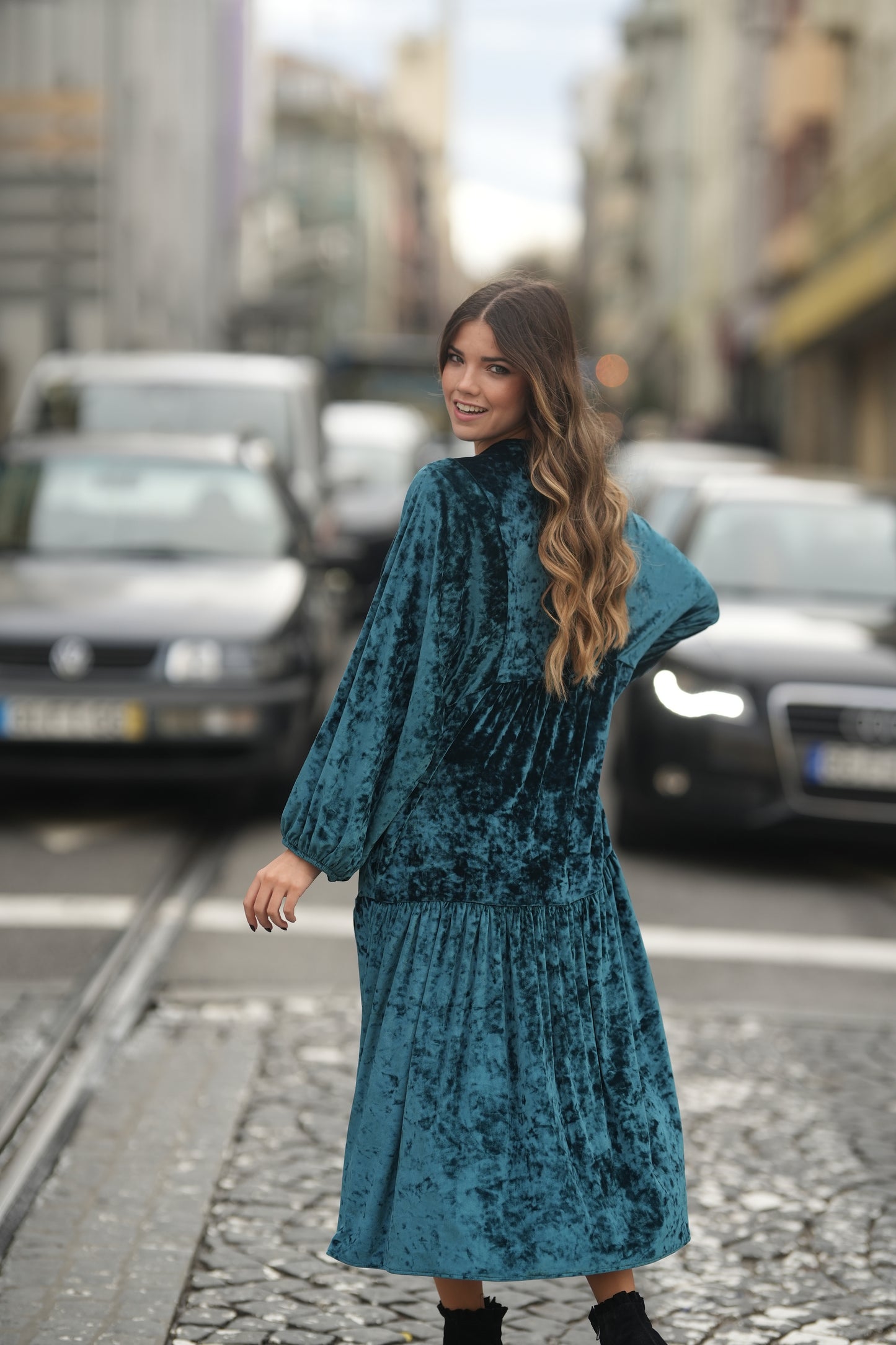 Vestido largo de terciopelo