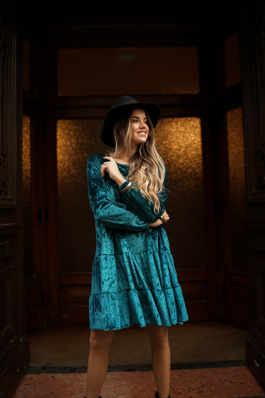 Vestido corto de terciopelo