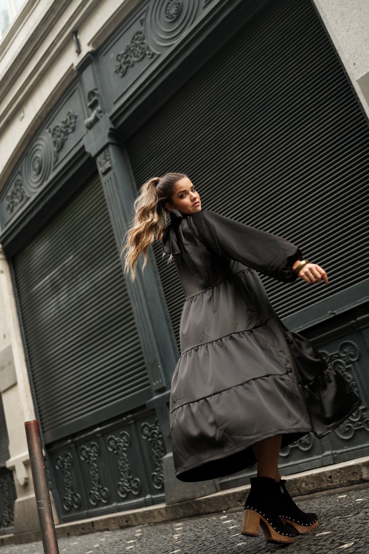 vestido largo de satén