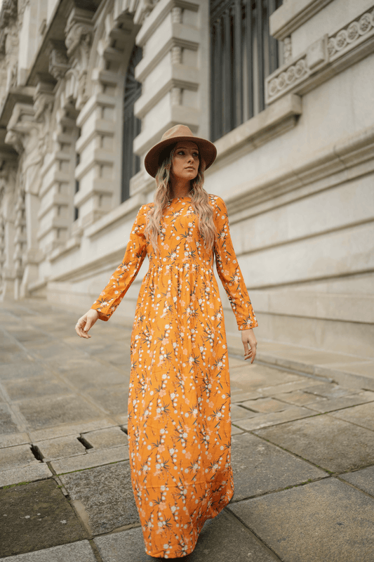 vestido largo estampado