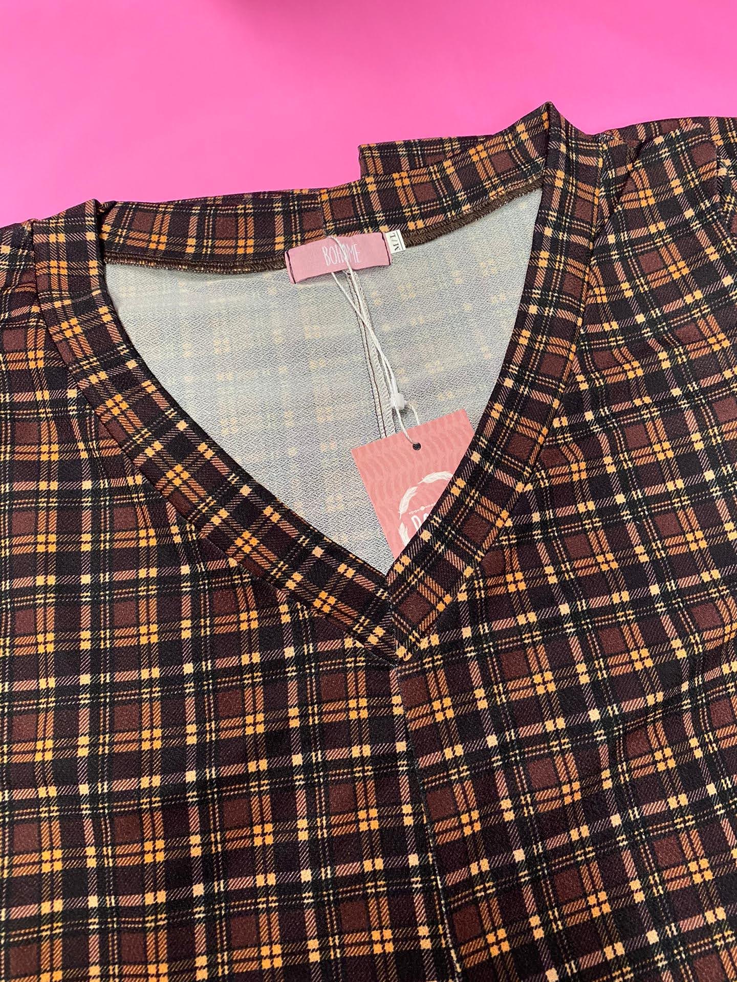 Mono largo estampado cuadros