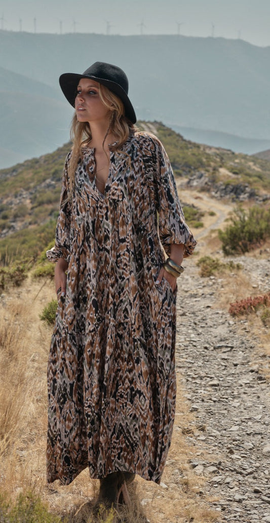 vestido largo estampado