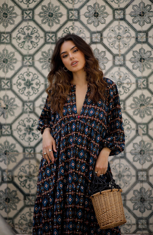 vestido largo estampado