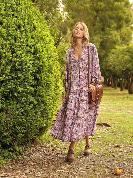 Vestido largo con estampado floral